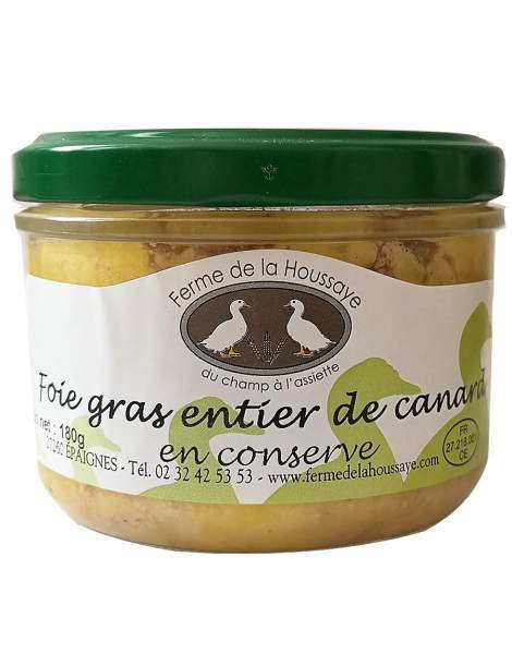 Foie gras de canard entier de la Ferme de la Houssaye en conserve180g