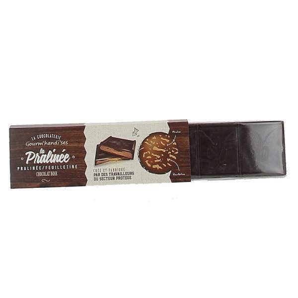 Tablette pralinée chocolat noir Gourm'handi'ses 100g