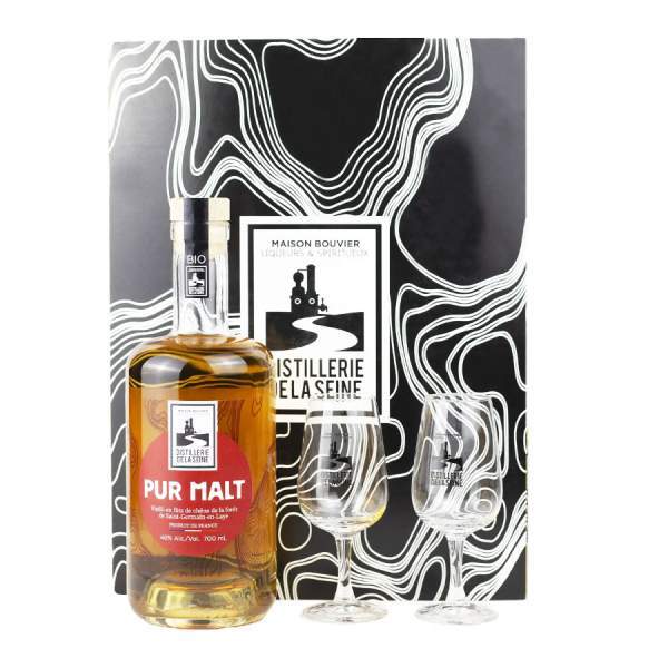 Coffret pur malt avec 2 verres dégustation La distillerie de la Seine 70cl 45%