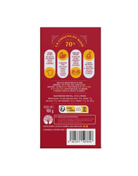 Tablette des normands au chocolat noir 70% 100g Chevaliers d'Argouges