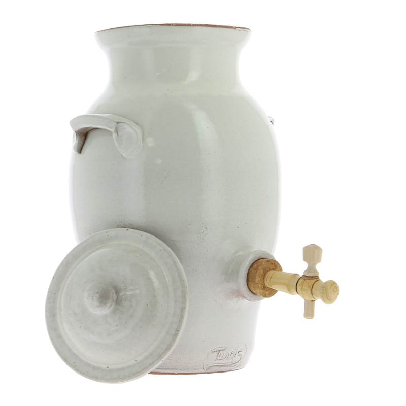 Pichet à Anse En Grès Blanc 1 Litre - Poterie Artisanale Turgis - Fabriqué En France (Calvados)
