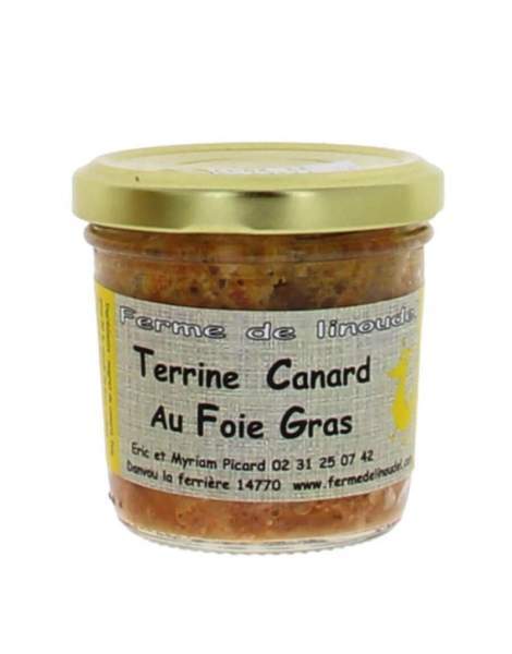 Terrine canard au foie gras 90g Linoudel