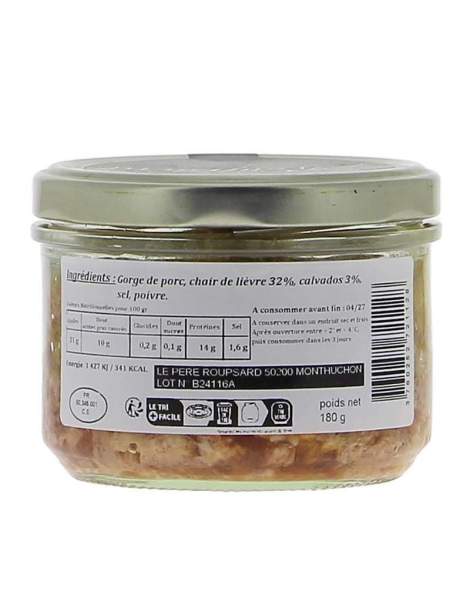 Terrine de lièvre au Calvados Roupsard 180g