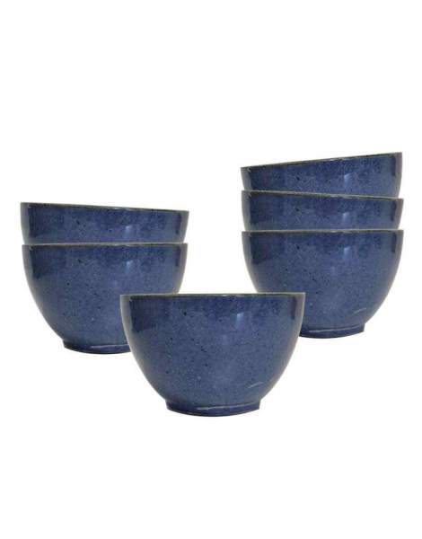 Service à cidre en grès bleu Poterie Turgis (6 bolées + 1 broc)