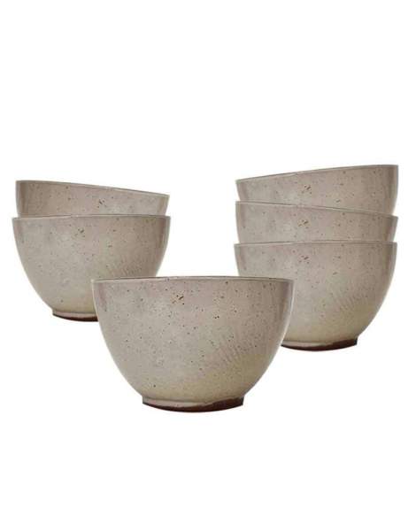 Service à cidre en grès blanc Poterie Turgis (6 bolées + 1 broc)