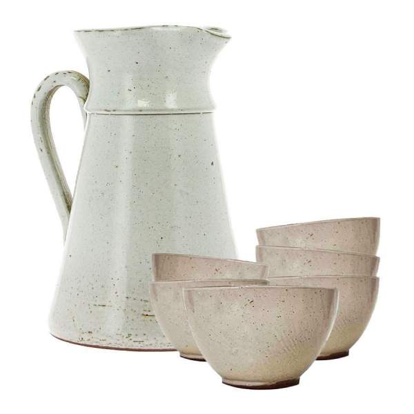 Service à cidre en grès blanc Poterie Turgis