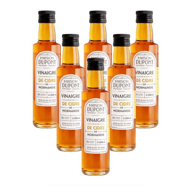 Pack de 6 vinaigres de cidre élevés en fût de chêne de la Maison Dupont 25cl