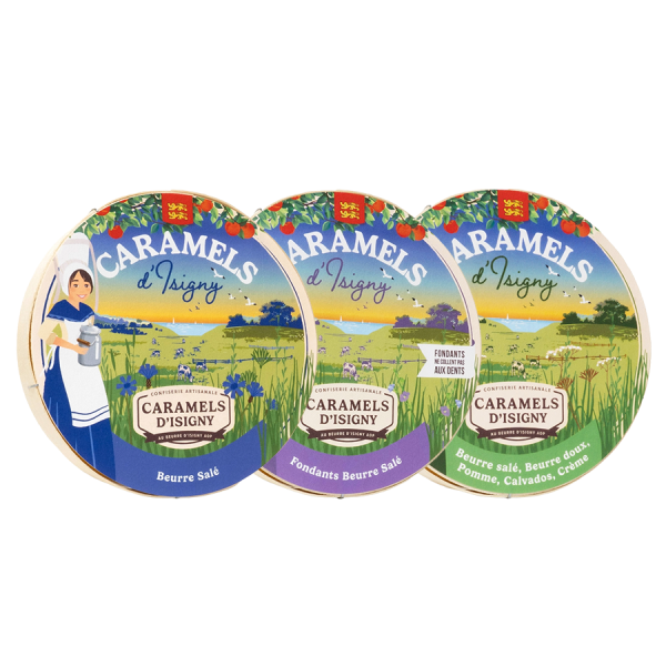 Caramels d'Isigny au beurre salé Boite Camembert 150g par 3