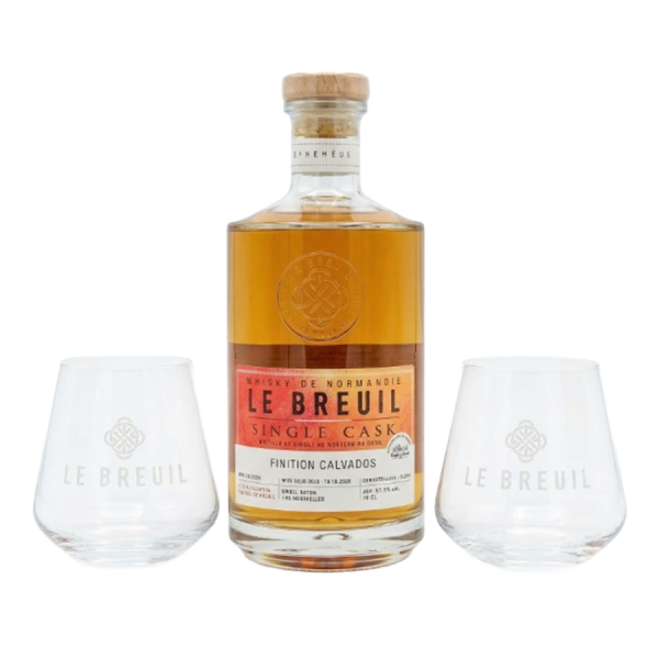 Coffret Whisky Single Cask Finition Calvados + 2 verres