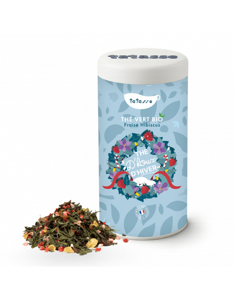 Thé vert bio Fraise Hibiscus - Thé d'Houx d'Hiver - Tatasse