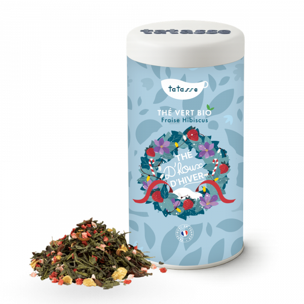 Thé vert bio Fraise Hibiscus - Thé d'Houx d'Hiver - Tatasse