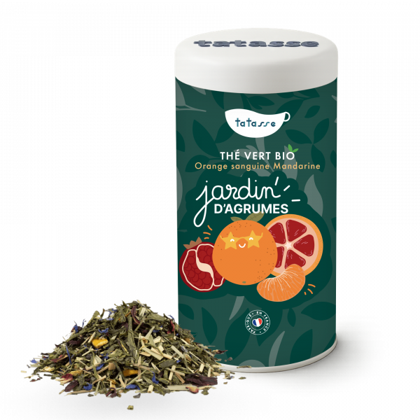 Thé vert bio Orange sanguine, Grenade et Mandarine - Jardin d'Agrumes - Tatasse