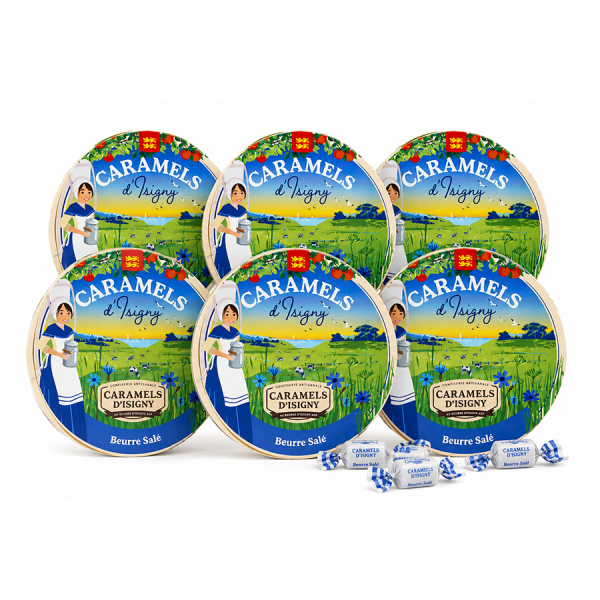 Caramels d'Isigny au beurre salé Boite Camembert 75g par lots de 6