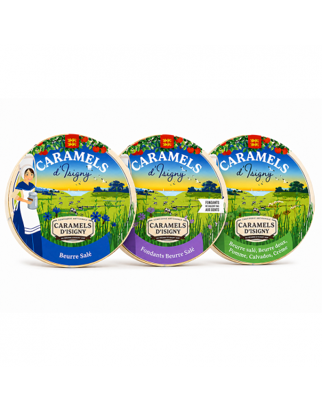 Caramels d'Isigny lot découverte Boite Camembert 150g par 3