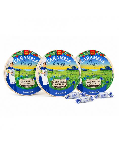 Caramels d'Isigny lot découverte Boite Camembert 150g par 3