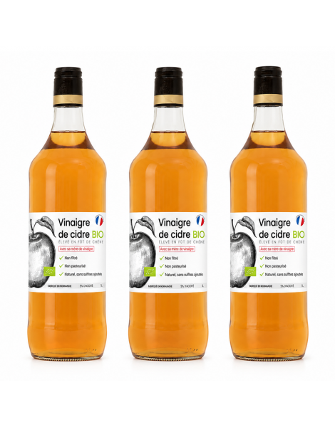 3x Vinaigre de cidre BIO avec sa mère de vinaigre 1L